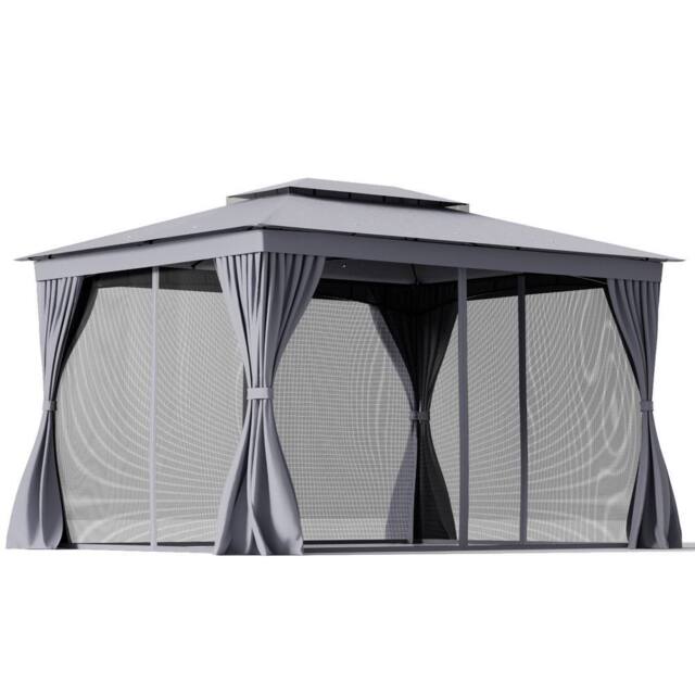 Gymax 296 cm x 397 cm Patio Gazebo Outdoor Double-Roof Canopy Tent-Grey in Grey - image 1