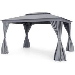 Gymax 296 cm x 397 cm Patio Gazebo Outdoor Double-Roof Canopy Tent-Grey in Grey - thumbnail 5