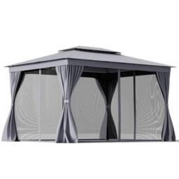Gymax 296 cm x 397 cm Patio Gazebo Outdoor Double-Roof Canopy Tent-Grey in Grey - thumbnail 1