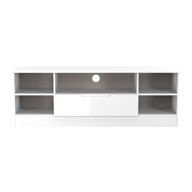 Ready Assembled 2 U Lucca Wide 1 Drawer TV & Media Unit (Ready Assembled) in White - Size: Large - image 1