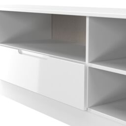Ready Assembled 2 U Lucca Wide 1 Drawer TV & Media Unit (Ready Assembled) in White - Size: Large - thumbnail 4
