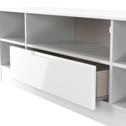 Ready Assembled 2 U Lucca Wide 1 Drawer TV & Media Unit (Ready Assembled) in White - Size: Large - thumbnail 5