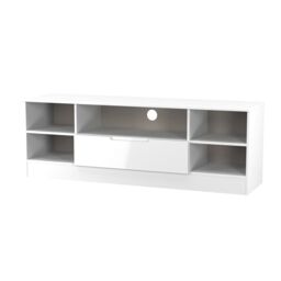 Ready Assembled 2 U Lucca Wide 1 Drawer TV & Media Unit (Ready Assembled) in White - Size: Large - thumbnail 3