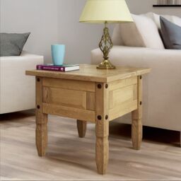 Rafaelo Mobilia Solid Pine Wood Side End Accent Table in Brown - thumbnail 1
