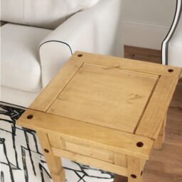 Rafaelo Mobilia Solid Pine Wood Side End Accent Table in Brown - thumbnail 3