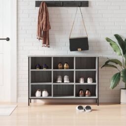 Berkfield Home Shoe Cabinet Grey Sonoma 100x35x70 cm Engineered Wood - Size: 100 x 35 x 70 cm