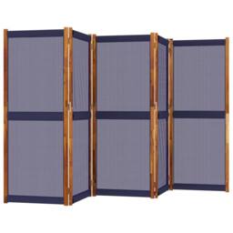 Berkfield Home Beautiful 5-Panel Room Divider Dark Blue 350x180 cm in Navy - thumbnail 1