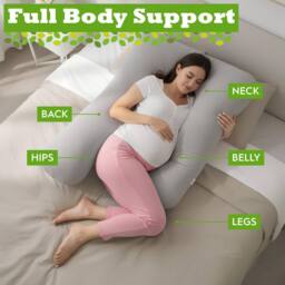 Nicola Spring Women's Pregnancy Pillow with Storage Bag - 52 inch in Grey - thumbnail 4
