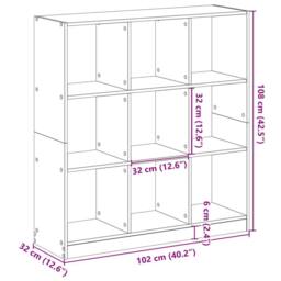 Berkfield Home Elegant Bookcase Concrete Grey 102x32x108 cm Engineered Wood - Size: 102 x 32 x 108 cm - thumbnail 9