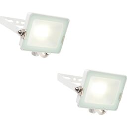 Loops 2 PACK Outdoor Waterproof LED Floodlight - 20W Cool White LED - Matt White - thumbnail 1