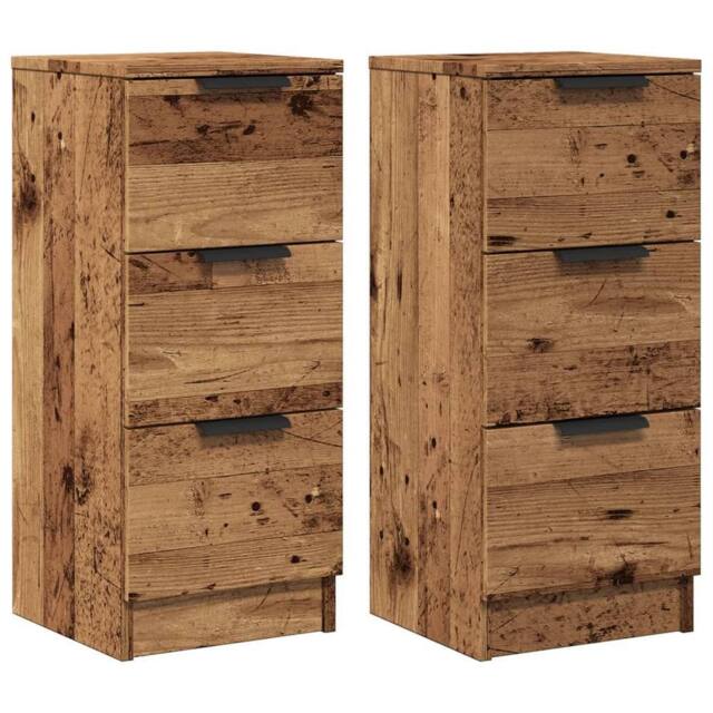 Berkfield Home Sideboards 2 pcs Old Wood 30x30x70 cm Engineered Wood in Brown - Size: 30 x 30 x 70 cm - image 1