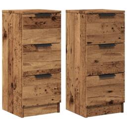 Berkfield Home Sideboards 2 pcs Old Wood 30x30x70 cm Engineered Wood in Brown - Size: 30 x 30 x 70 cm - thumbnail 1