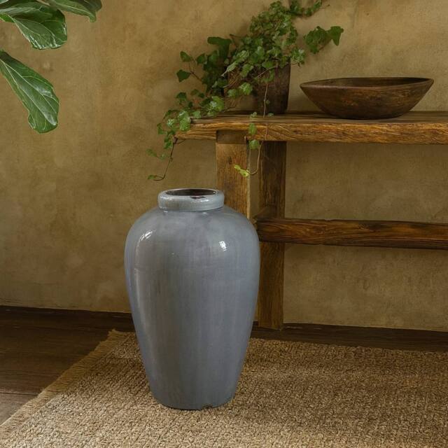 Wyld Haus Bloomwood Tall Grey Glazed Ceramic Vase Crackle Effect - image 1