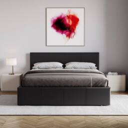 HD Designs Lisbon King Size Ottoman Leather Bed Frame UKFR Fabric in Black - thumbnail 9