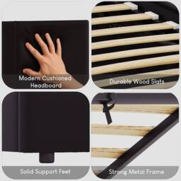 HD Designs Lisbon King Size Ottoman Leather Bed Frame UKFR Fabric in Black - thumbnail 3
