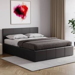 HD Designs Lisbon King Size Ottoman Leather Bed Frame UKFR Fabric in Black - thumbnail 7
