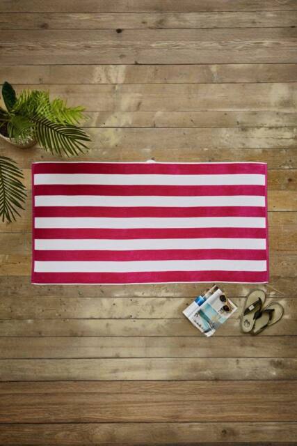 Deyongs Cabana Bay 100% Cotton Yarn Dyed Stripe Beach Towel 80x165 in Fuchsia - image 1