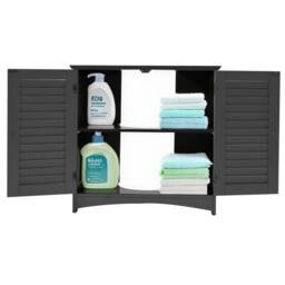Kelvenix Under Sink Storage Unit Bathroom Cupboard in Black - thumbnail 1