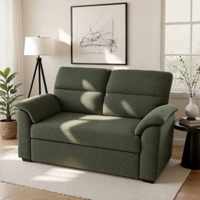 Home Garden Direct Tivoli - 2 Seater Pull out Sofa Bed in Luxury Boucle Woven Fabric in Green - image 1
