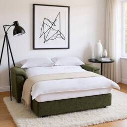 Home Garden Direct Tivoli - 2 Seater Pull out Sofa Bed in Luxury Boucle Woven Fabric in Green - thumbnail 2