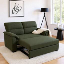 Home Garden Direct Tivoli - 2 Seater Pull out Sofa Bed in Luxury Boucle Woven Fabric in Green - thumbnail 4