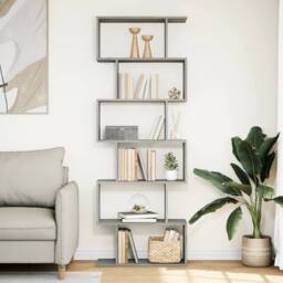 Berkfield Home Room Divider Bookcase 6-Tier Grey Sonoma 70x24x193 cm Engineered Wood - Size: 70 x 24 x 193 cm - thumbnail 3
