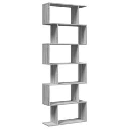 Berkfield Home Room Divider Bookcase 6-Tier Grey Sonoma 70x24x193 cm Engineered Wood - Size: 70 x 24 x 193 cm - thumbnail 1