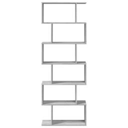 Berkfield Home Room Divider Bookcase 6-Tier Grey Sonoma 70x24x193 cm Engineered Wood - Size: 70 x 24 x 193 cm - thumbnail 5