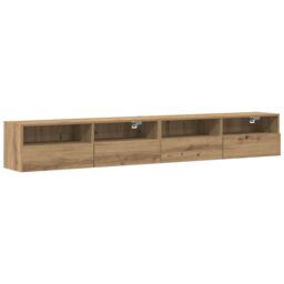 Berkfield Home TV Wall Cabinets 2 pcs Artisan Oak 100x30x30 cm Engineered Wood in Brown - Size: 100 x 30 x 30 cm - thumbnail 2