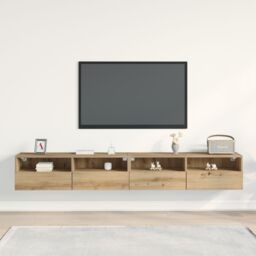 Berkfield Home TV Wall Cabinets 2 pcs Artisan Oak 100x30x30 cm Engineered Wood in Brown - Size: 100 x 30 x 30 cm - thumbnail 4