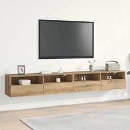Berkfield Home TV Wall Cabinets 2 pcs Artisan Oak 100x30x30 cm Engineered Wood in Brown - Size: 100 x 30 x 30 cm - thumbnail 1