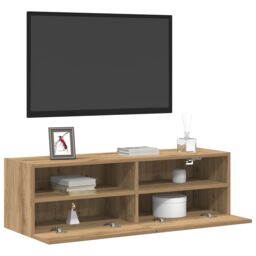 Berkfield Home TV Wall Cabinets 2 pcs Artisan Oak 100x30x30 cm Engineered Wood in Brown - Size: 100 x 30 x 30 cm - thumbnail 3