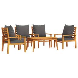 Berkfield Home Beautiful 5 Piece Garden Lounge Set with Cushions Solid Wood Acacia in Brown - thumbnail 3