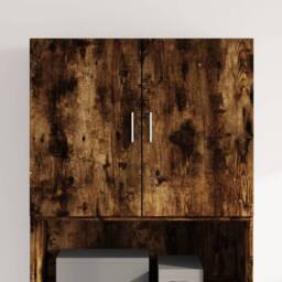 Berkfield Home Wall Cabinet Smoked Oak 80x42.5x64 cm Engineered Wood in Brown - thumbnail 1