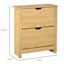 Wyld Haus Sato Rilu Slim Shoe Cabinet Natural Wood Effect 2 Flip Drawers 12 Pair - thumbnail 3