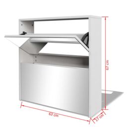 Berkfield Home Shoe Cabinet 2-Layer Mirror White 63x17x67 cm - Size: 63 x 17 x 67 cm - thumbnail 5