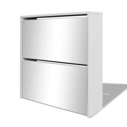 Berkfield Home Shoe Cabinet 2-Layer Mirror White 63x17x67 cm - Size: 63 x 17 x 67 cm - thumbnail 3