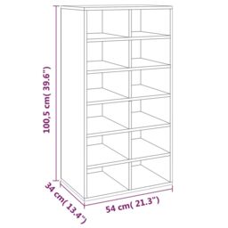 Berkfield Home Shoe Rack Grey Sonoma 54x34x100.5 cm Engineered Wood - thumbnail 6