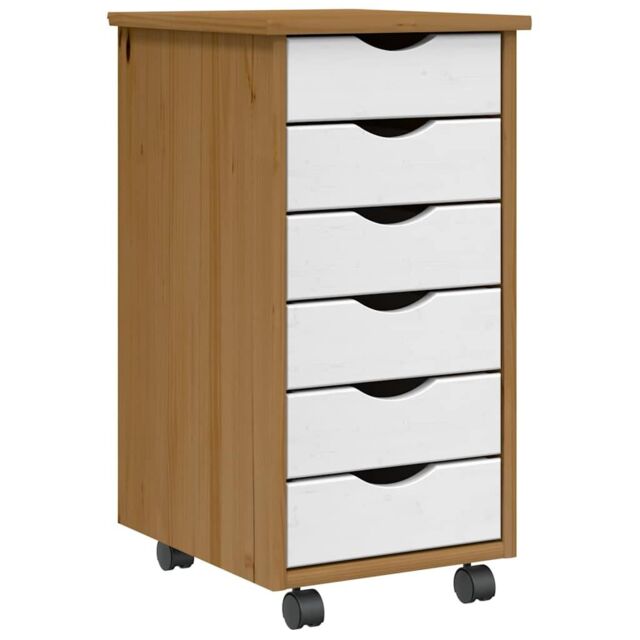 Berkfield Home Rolling Cabinet with Drawers MOSS Honey Brown Solid Wood Pine - image 1