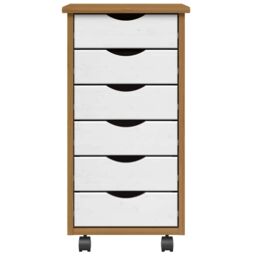 Berkfield Home Rolling Cabinet with Drawers MOSS Honey Brown Solid Wood Pine - thumbnail 3