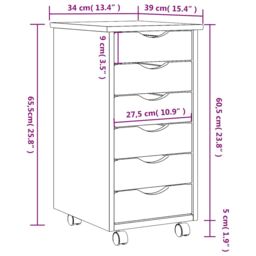 Berkfield Home Rolling Cabinet with Drawers MOSS Honey Brown Solid Wood Pine - thumbnail 9