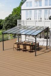 Living and Home Wall-Mounted Outdoor Patio Canopy in Dark Grey - Size: Small - thumbnail 3