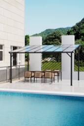 Living and Home Wall-Mounted Outdoor Patio Canopy in Dark Grey - Size: Small - thumbnail 2