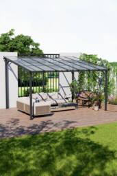 Living and Home Wall-Mounted Outdoor Patio Canopy in Dark Grey - Size: Small - thumbnail 1
