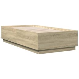 Berkfield Home Bed Frame with LED without Mattress Sonoma Oak 75x190 cm Small Single in Brown - thumbnail 3