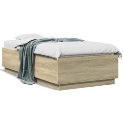 Berkfield Home Bed Frame with LED without Mattress Sonoma Oak 75x190 cm Small Single in Brown - thumbnail 5