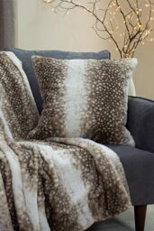 Paoletti Fawn Deerskin Printed Faux Fur Cushion - Size: 50 cm x 50 cm - thumbnail 2