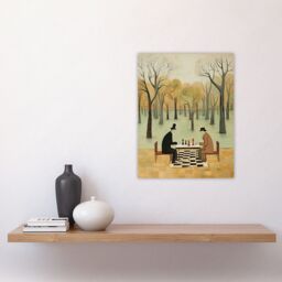 "Artery8 Chess In The Park Whimsical Chess Game Pastel Colour Artwork Unframed Wall Art Print Poster Home Decor Premium - Size: W12"" x H16""" - thumbnail 4