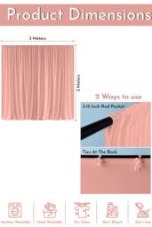 Neel Blue 3x3 Metres Spandex Backdrop Curtain, Wrinkle-Free Polyester Fabric Backdrop Panel in Rose Gold - thumbnail 2