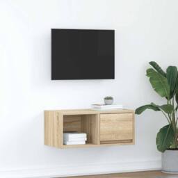 Berkfield Home TV Cabinet Sonoma Oak 60x31x25.5 cm Engineered Wood in Light Oak - thumbnail 2